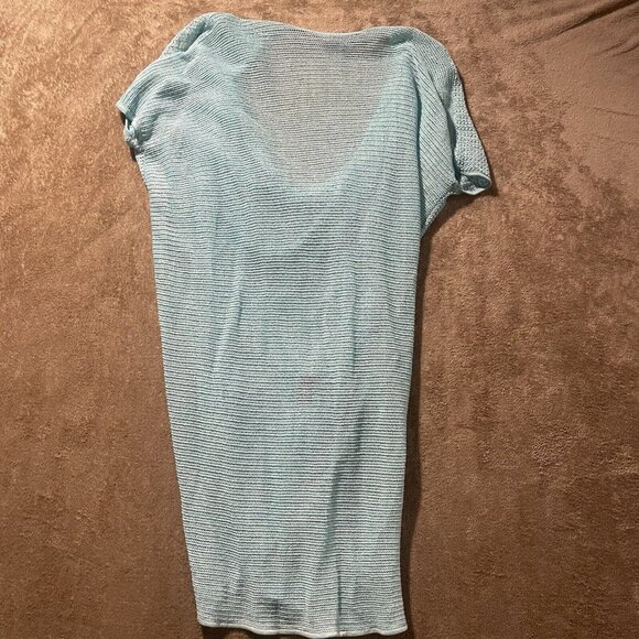 Boston Proper Coverup Women's Sz S/M Aqua Blue Beachy Knit Swim 2AR493 - Picture 3 of 6